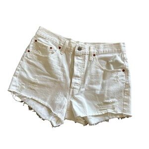 Levi's 501 White Denim Shorts